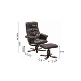 Brown PU Leather Adjustable Swivel Recliner with Footstool - thumbnail 3