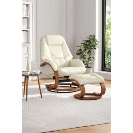 Contemporary Leather Soft Recliner with Footstool