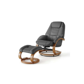 Contemporary Leather Soft Recliner with Footstool - thumbnail 3