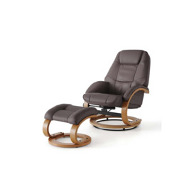 Contemporary Leather Soft Recliner with Footstool - thumbnail 3