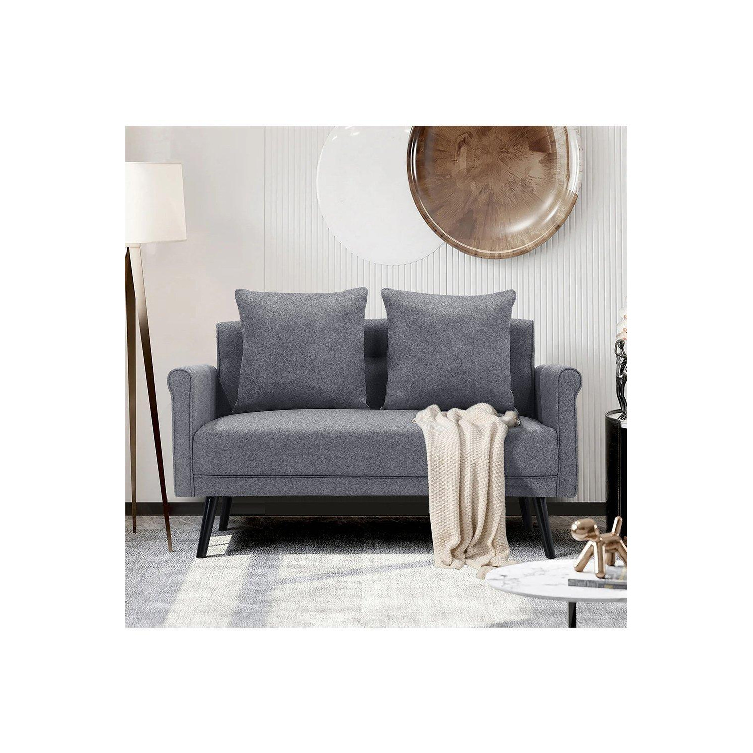 2 Seater Upholstered Sofa Fabric Armchair Loveseat - image 1