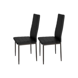 2pcs Armless Leather High Back Dining Chairs Padded Seat - thumbnail 2