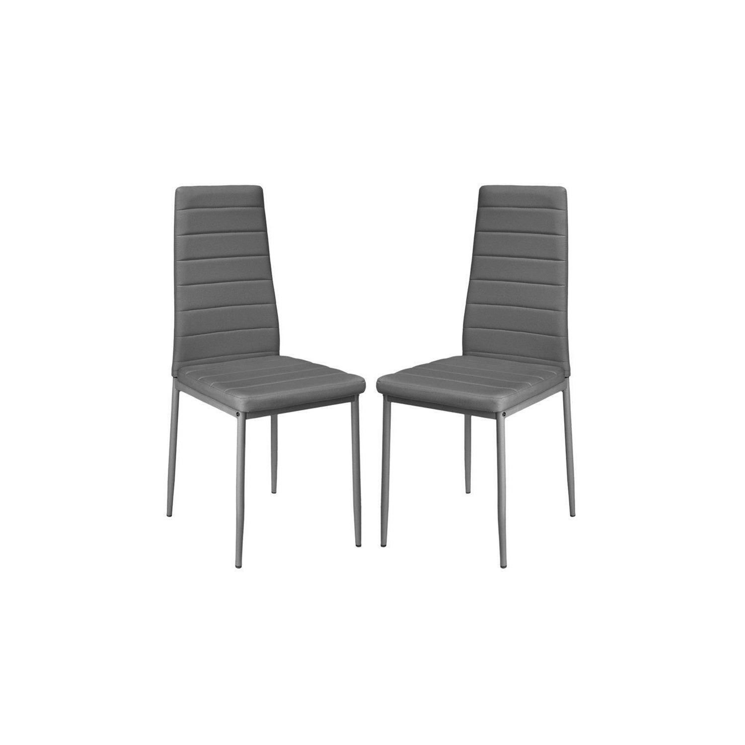 2pcs Armless PU Leather High Back Dining Chairs