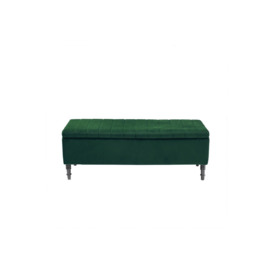 Green Upholstered Storage Ottoman Entryway Bench - thumbnail 1