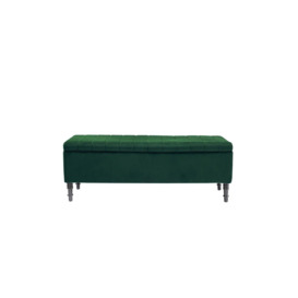 Green Upholstered Storage Ottoman Entryway Bench - thumbnail 2