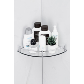 2 Pcs Silver Bathroom Shower Corner Shelf Wall Mounted Shampoo & Cosmetics Storage Organizer - thumbnail 2