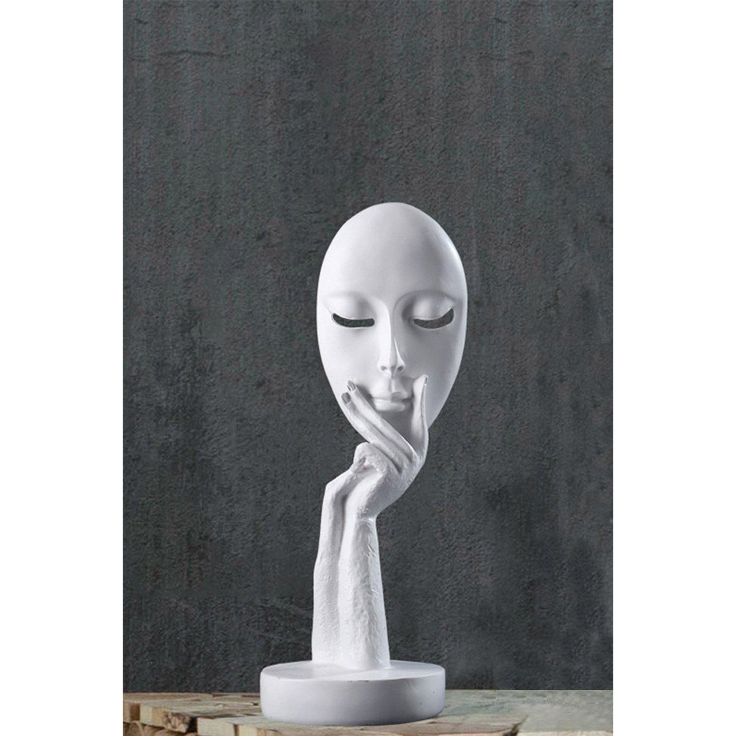 10cm Dia x 29cm H Abstract Art Meditation Sculpture Resin Mask Ornaments - image 1