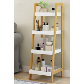 Nordic Freestanding Wooden 4-Tier Ladder Shelf Storage Organizer