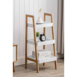 3-Tier Nordic Freestanding Wooden Ladder Shelf Bathroom Storage Rack
