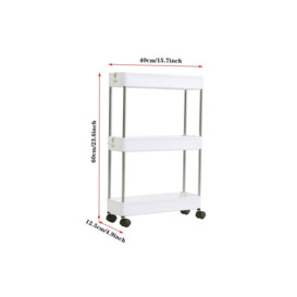 3-Tier Trolley Cart Storage Rack Corner Shelf with Wheels Hooks for Kitchen Bathroom - thumbnail 2