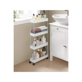 Slim Standing 4-Tier Corner Storage Rack Shelf Plastic for Kitchen Bathroom - thumbnail 2