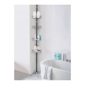 4 Tier Metal Wall Rack Bathroom Adjustment Pole Corner Storage Shelf No Punching - thumbnail 3