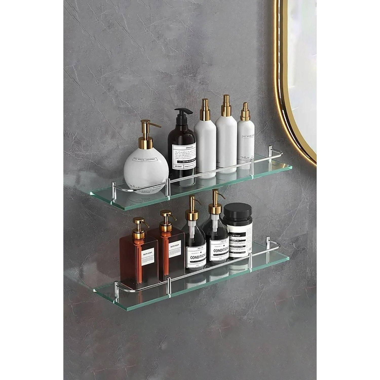 50cm Shelf Tempered Glass 6MM Thick Storage Organizer Wall Mounted Bathroom - image 1