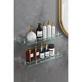 50cm Wall Mounted Bathroom Shelf Tempered Glass 6MM Thick Storage Organizer