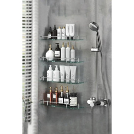 60cm Glass Shelf Tempered Glass 6MM Thick Storage Organizer Wall Mounted Bathroom - thumbnail 2