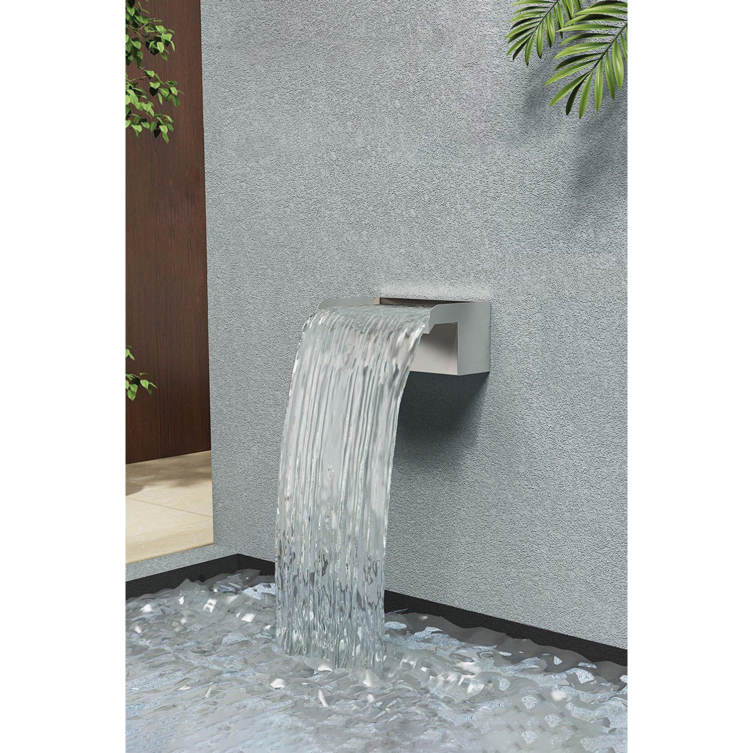20cmW Back Entry Wall-Mounted Water Blade Waterfall Pool Fountain Garden - image 1