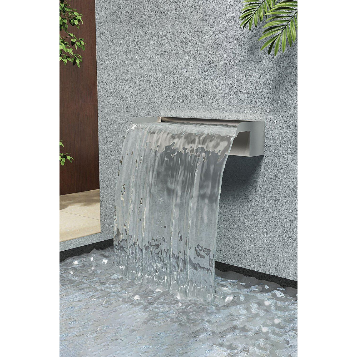 40cmW Back Entry Stainless Steel Wall-Mounted Water Blade Waterfall Pool Garden - image 1