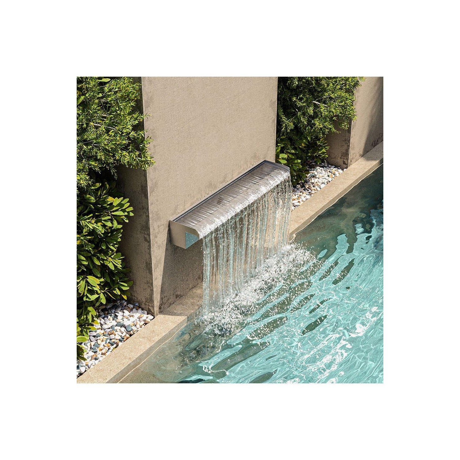 60cm Back Entry Waterfall Pool Fountain Garden Stainless Steel Wall-Mounted Water Blade - image 1