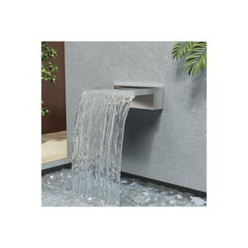 30cmW x 20cmD Wall-Mounted Stainless Steel Water Blade Waterfall Pool Fountain Garden - thumbnail 1