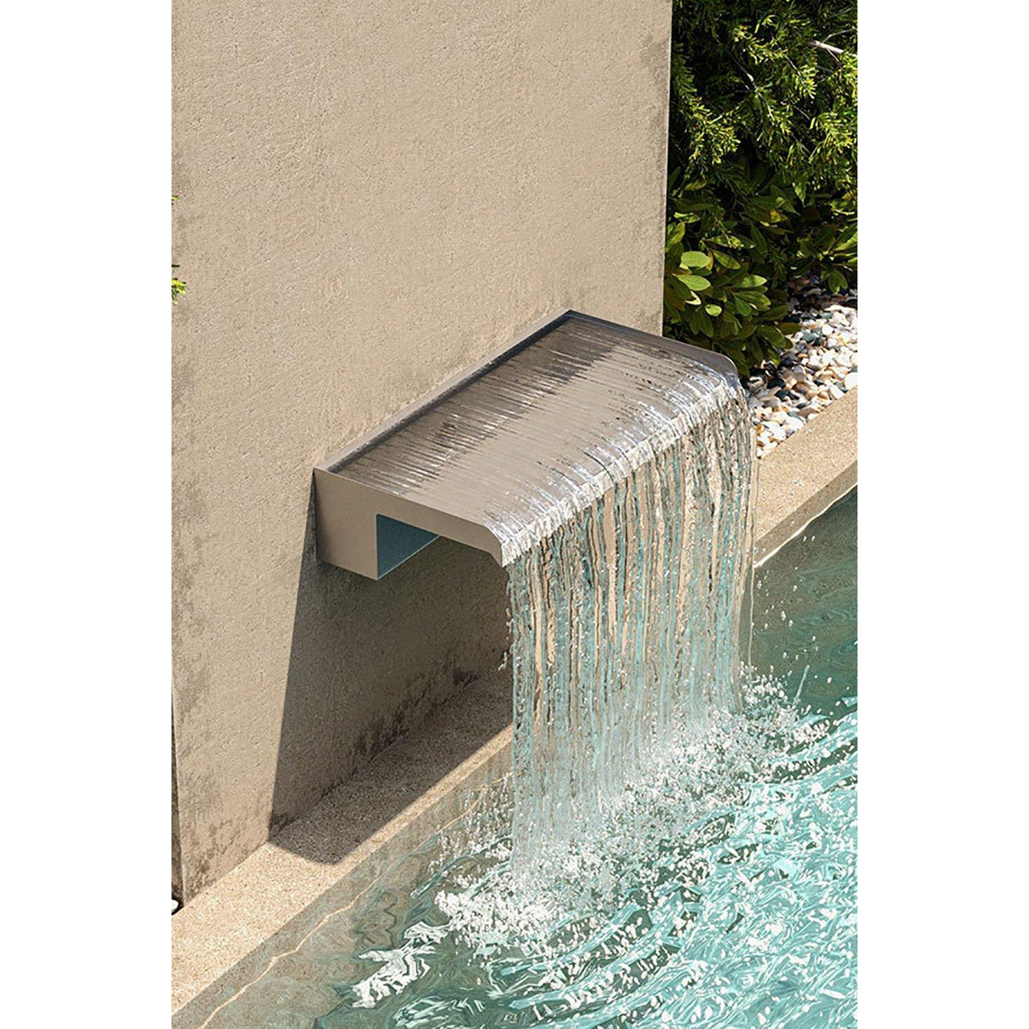 40cm W x 20cm D Waterfall Pool Fountain Garden Stainless Steel Wall-Mounted Water Blade - image 1