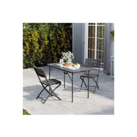 Outdoor Wood Grain Plastic Folding Table and Chairs Set
