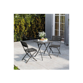 3-Piece Plastic Outdoor Folding Table and Chairs Set
