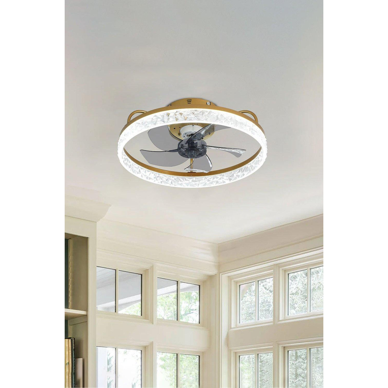 Modern Round Crystal Ceiling Fan Light - image 1