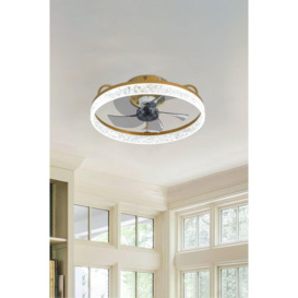 Modern Round Crystal Ceiling Fan Light - thumbnail 1