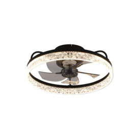 Modern Round Crystal Ceiling Fan Light - thumbnail 2