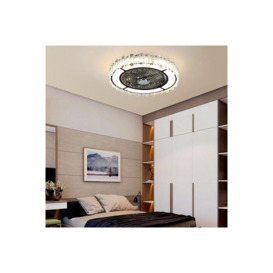 Round Crystal Flush Mount LED Ceiling Fan Light - thumbnail 2
