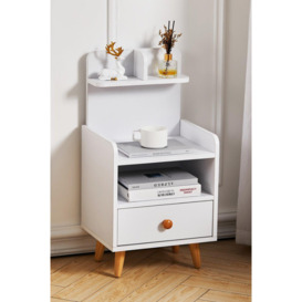 One Drawer Wooden Bedside Table With Wooden Legs - thumbnail 1