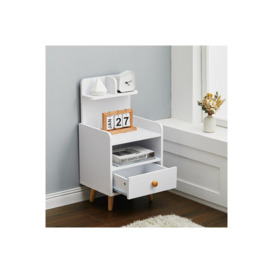 One Drawer Wooden Bedside Table With Wooden Legs - thumbnail 3