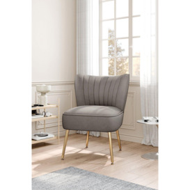 Grey Velvet Armless Wingback Accent Chair with Gold Metal Legs - thumbnail 2