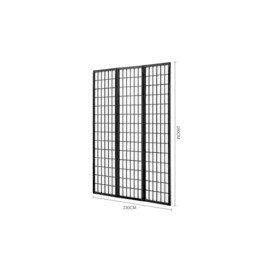 3-Panel Black Solid Wood Folding Room Divider Screen - thumbnail 2