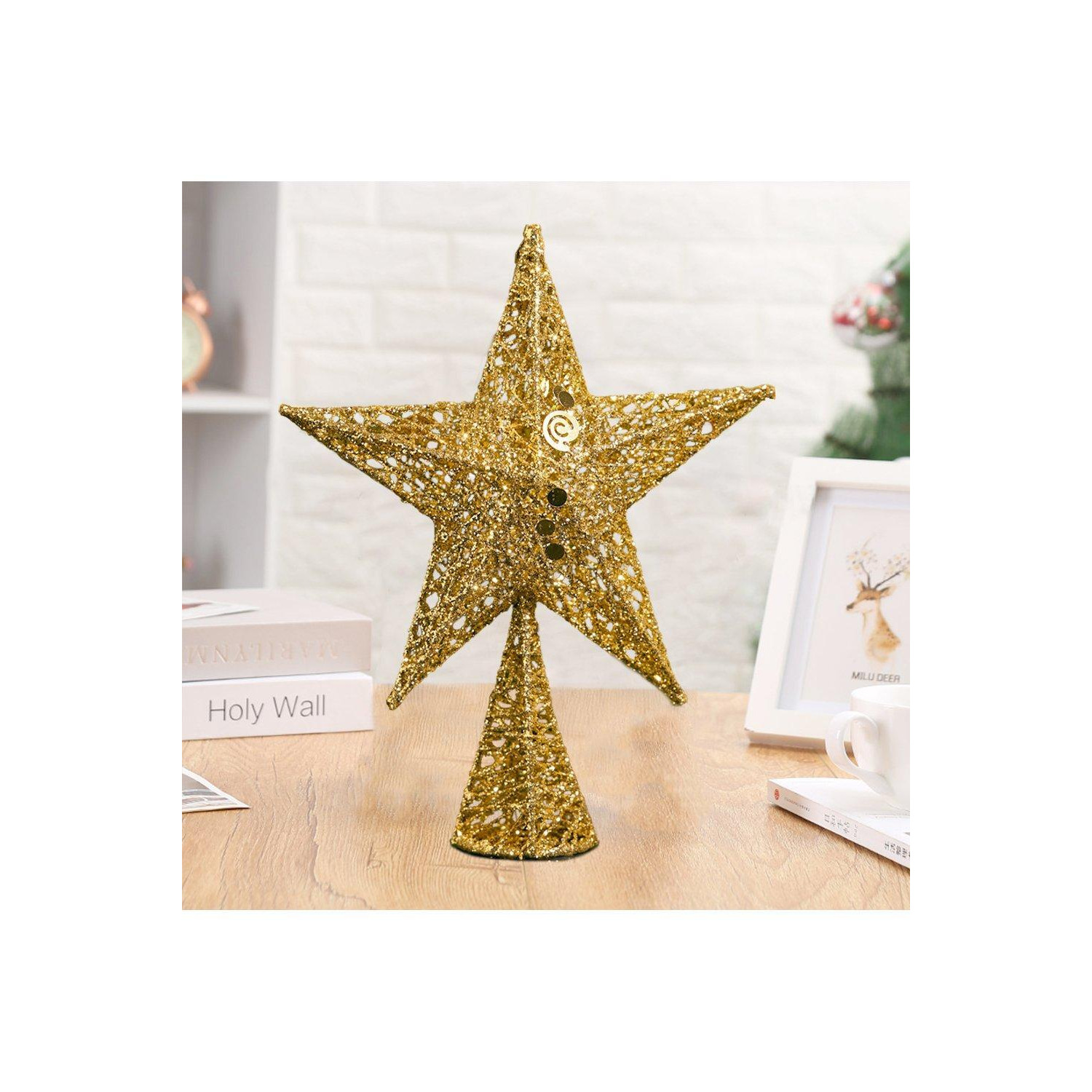 Wrought Iron Christmas Tree Topper Star Ornament Home Decor - image 1