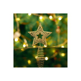 Christmas Tree Star Topper Golden Glitter Ornaments - thumbnail 3