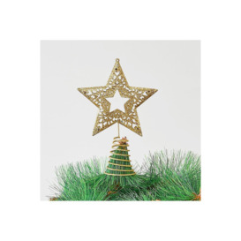 Christmas Tree Star Topper Golden Glitter Ornaments - thumbnail 2