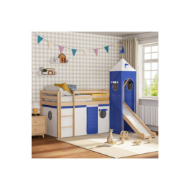 Kid's Castle Pine Wood Loft Bed with Slide and Tent - thumbnail 3