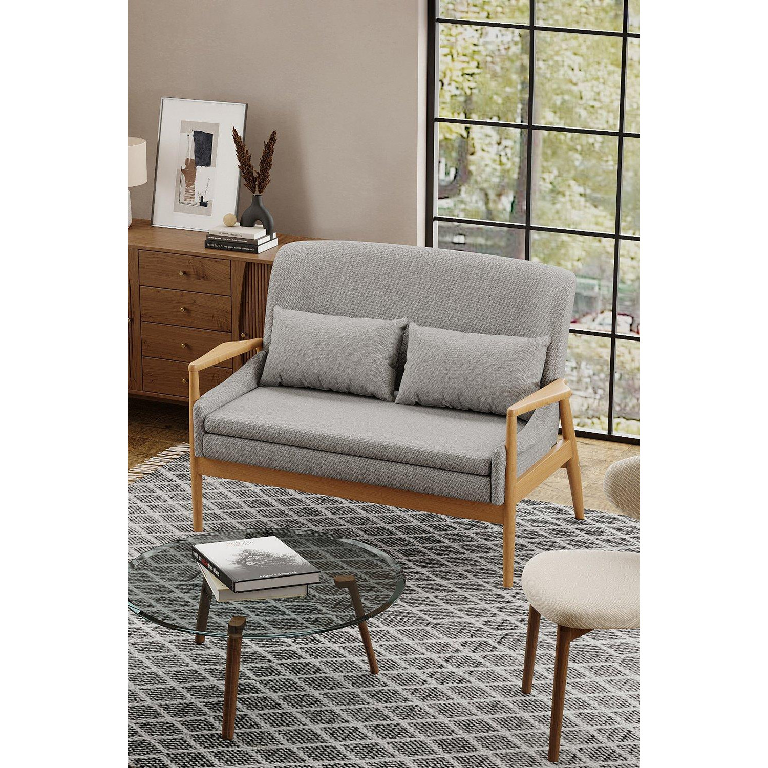 2-Seater Loveseat with Throw Pillows - image 1