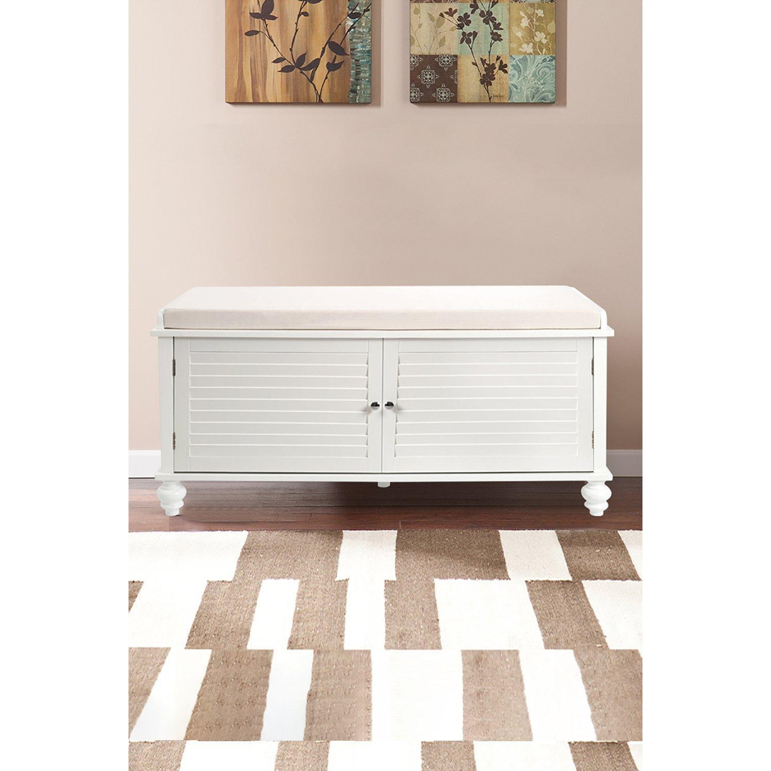 Shoe Cabinet Storage Bench with Linen Cushion - image 1