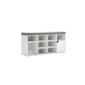 White Shoe Changing Bench Storage Cabinet with Linen Cushion - thumbnail 3