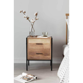 Wooden Nightstand Sofa Side Table With 2 Drawers