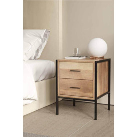 Wooden Nightstand Sofa Side Table With 2 Drawers - thumbnail 2