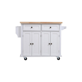 Modern Rolling Wooden Kitchen Island Cart with 2 Drawers & 4 Door Cabinet for Dining Room - thumbnail 3