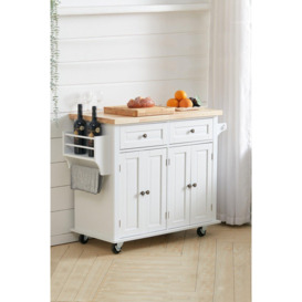 Modern Rolling Wooden Kitchen Island Cart with 2 Drawers & 4 Door Cabinet for Dining Room - thumbnail 1