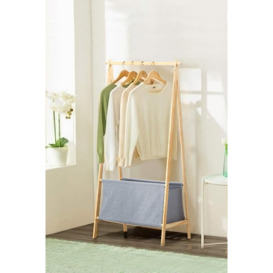 Wooden Clothes Rack Portable Garment Rack 1-Tier Storage Box Shelves - thumbnail 1