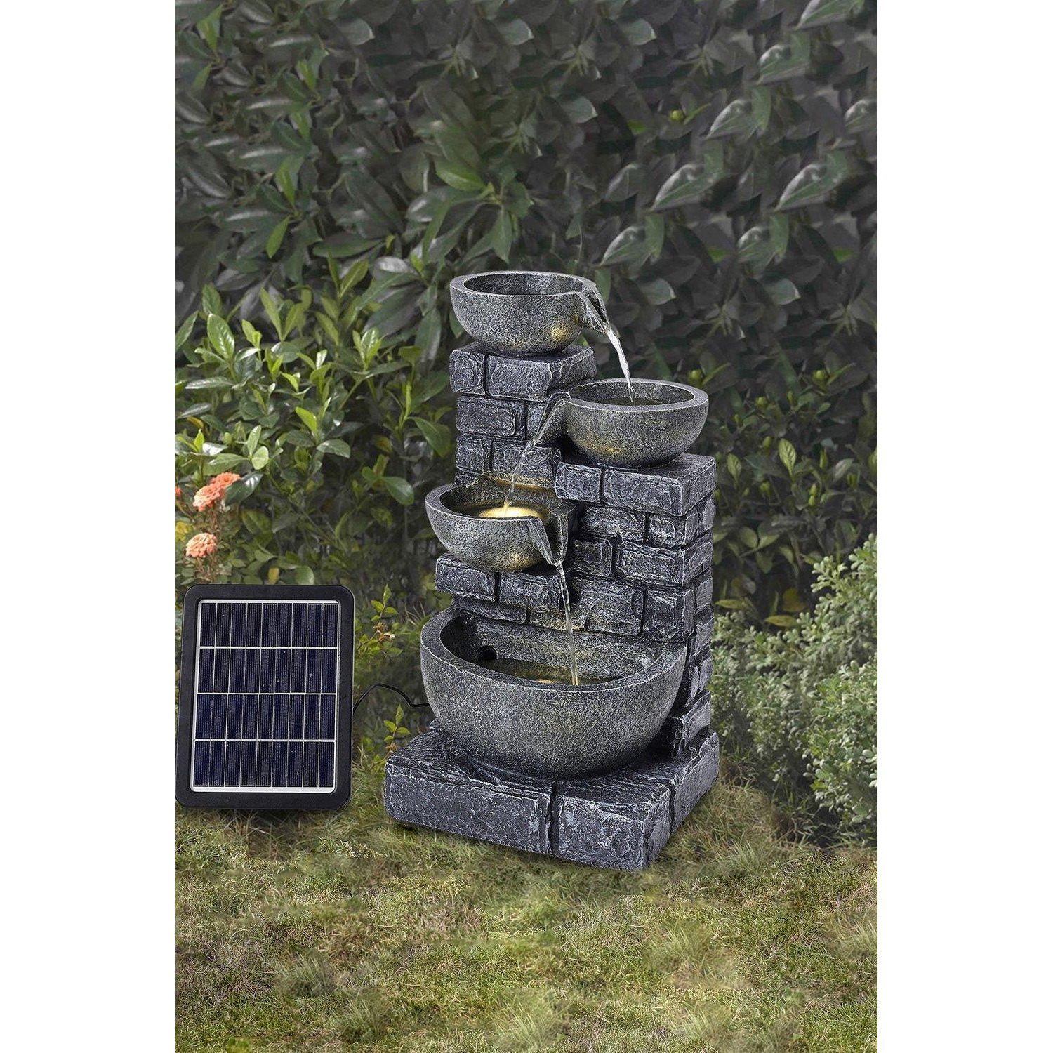 Rustic Solar Water Fountain with LED Lights - image 1