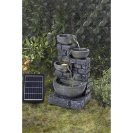 Rustic Solar Water Fountain with LED Lights