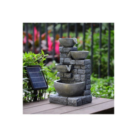 Rustic Solar Water Fountain with LED Lights - thumbnail 3