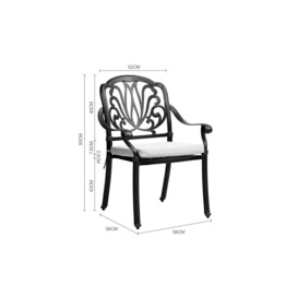 Set of 2 Outdoor Cast Aluminum Dining Chairs with Cushions - thumbnail 2